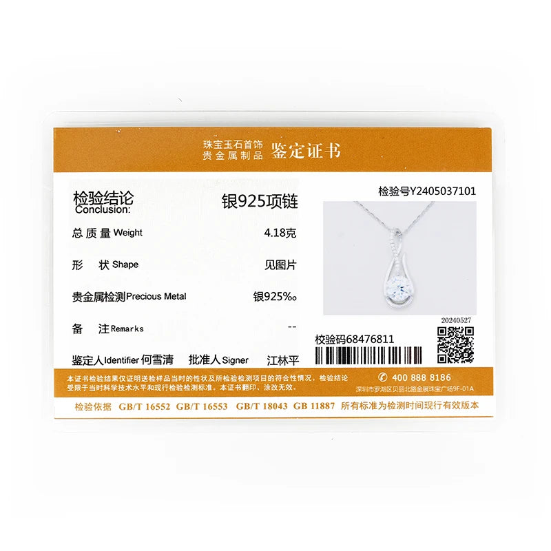 Silver 925 Infinity Necklace for Women 8mm 2CT D Color Moissanite Pendant Necklace