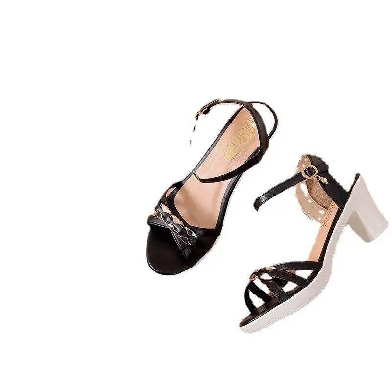 Fashion Wedge Sandals Dress For Women 2024 Comfortable Summer High Heels White Shoes Woman Rhinestones Shoes Size 40 - Imbasat