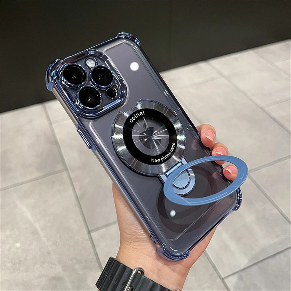 Plating Shockproof Magnetic Bracket Case