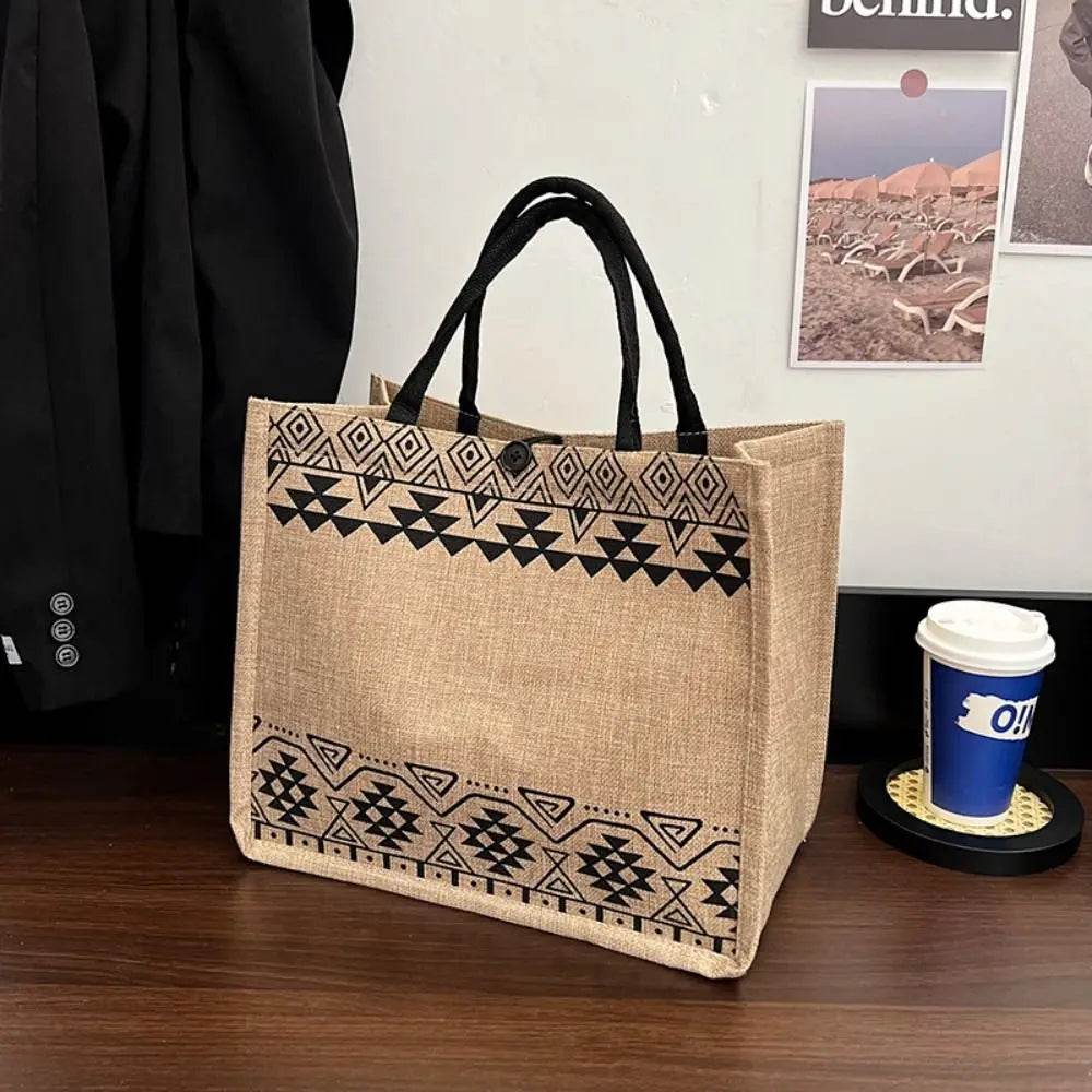 Vintage Korean Tote Bag Casual Lady Shoulder Eco Canvas Bags National Style Women Recycle Handbag Shopping Bag Storage Bag - Imbasat