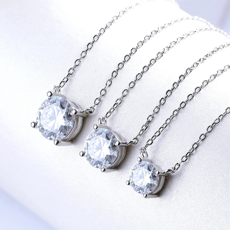 Smyoue White Gold Plated 1-10CT Moissanite Necklace