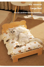 Solid Wood Cat Bed Summer Puppy Bed Removable Mat Washable All Season Universal Cat Nest