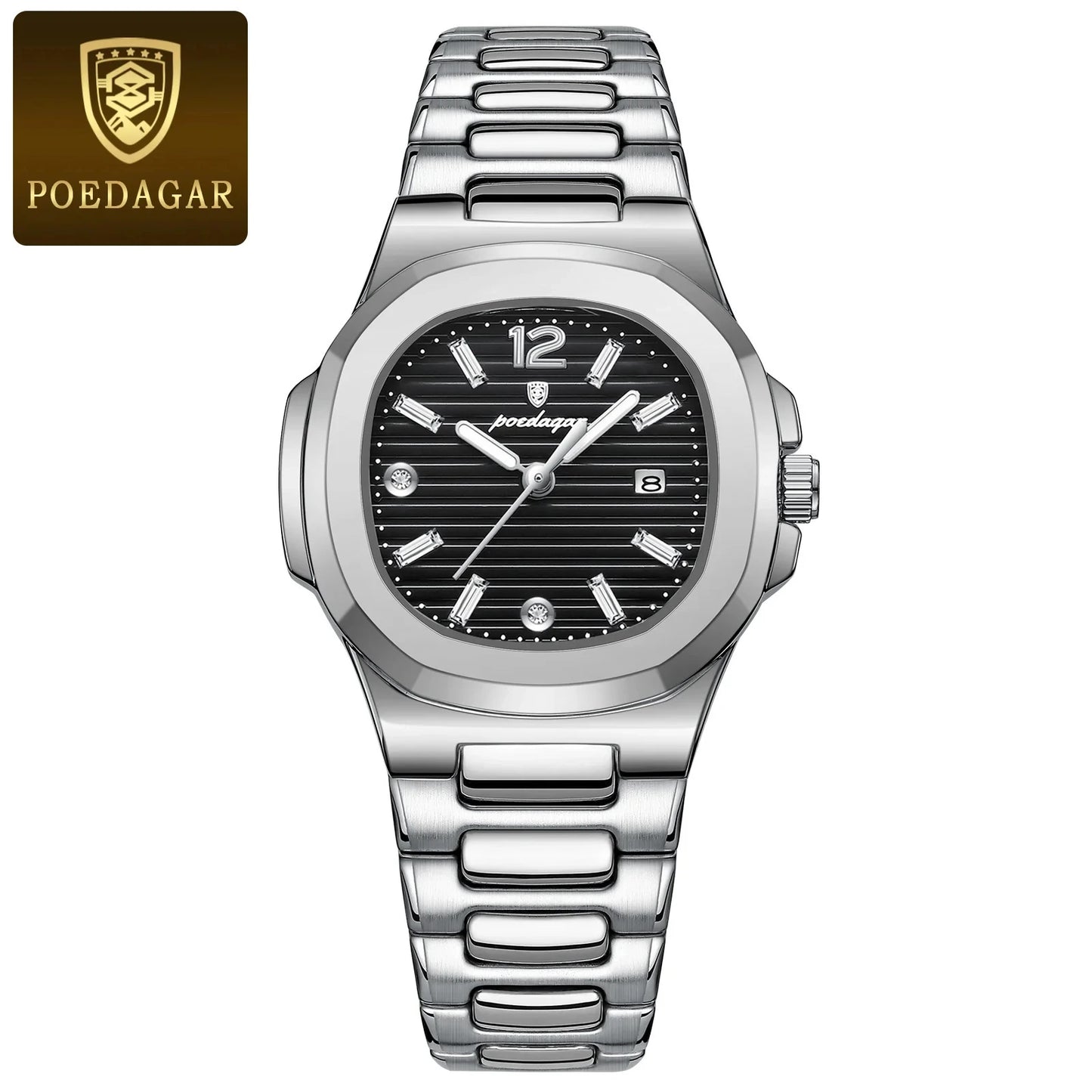 POEDAGAR Luxury Watch For Woman Square Ladies Quartz Watch Luminous Waterproof Date Women's Watches Dress Female Clock reloj+box