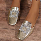 Women's Slippers 2024 Spring Autumn New Mules Slippers Luxurious Rhinestone Design Ladies Flat Slippers Pantuflas De Mujer - Imbasat