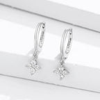 925 Sterling Silver Zircon Flower Pendant Drop Earrings For Women Simple Exquisite Student Girlfriend Fine Jewelry Gifts - Imbasat