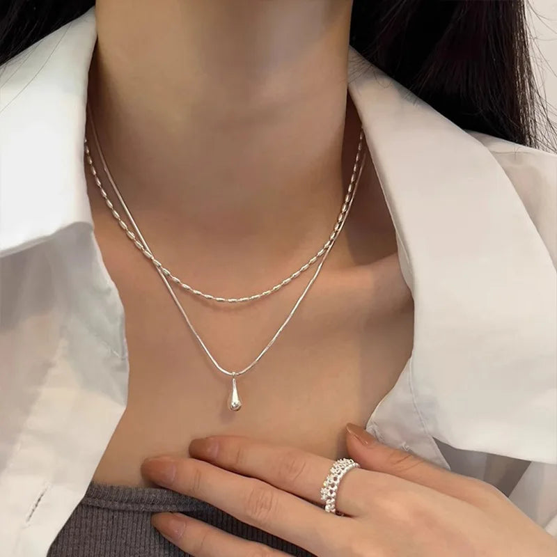 925 Silver Pearl Simple Elegant Thin Chain Pendant Necklace