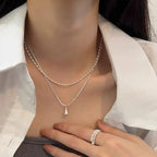 925 Silver Pearl Simple Elegant Thin Chain Pendant Necklace