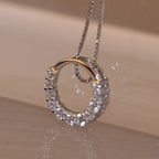 Moissanite Necklace Solid 925 Sterling Silver Diamond Circle Pendant Necklace