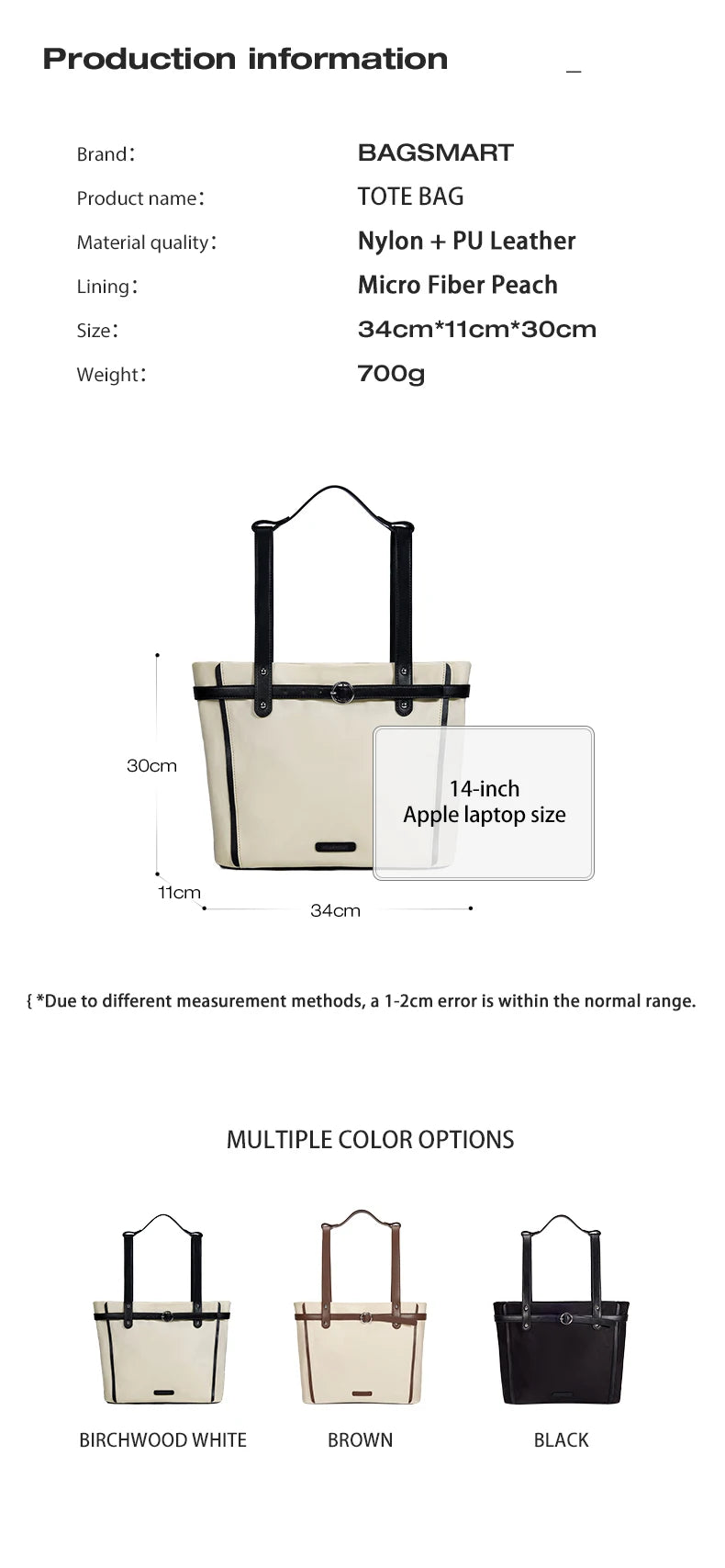 BAGSMART Tote Bags University Bag Woman Eco Canvas Hand Bags for Women Korean Women's Shoulder Bag Travel Large Female Handbags