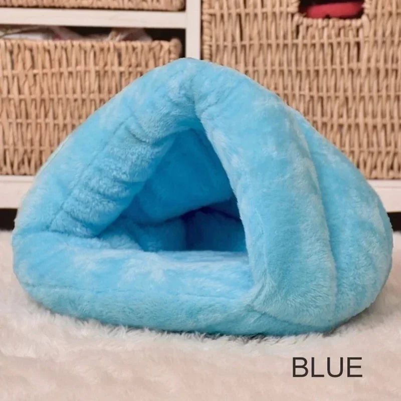 Winter Warm Triangle Cat Nest Thickened Fury Mongolian Bag Half Closed