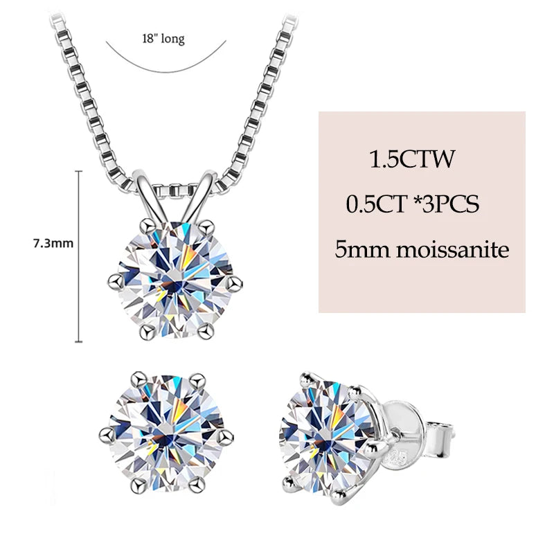 IOGOU Real 925 Silver Moissanite Jewelry Set Gold