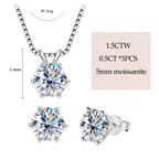 IOGOU Real 925 Silver Moissanite Jewelry Set Gold