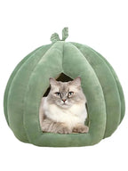 Pumpkin Cat Bed Deep Sleep Comfort House Enclosed