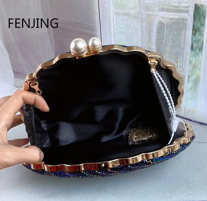 Evening Bags Luxury Lady Novelty Purses for Weddings Party Peacock Shape Design Party Clutches Blue Clutch Bag Women Handbags