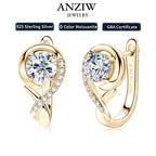 Anziw Infinity Earrings 925 Silver Hoops with 5mm 0.5ct D Moissanite