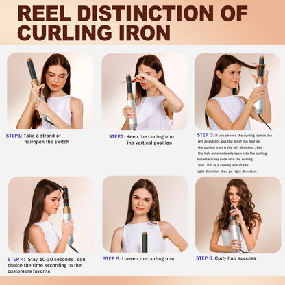 Super Air Hair Styler 5In1 High-Speed Curling Iron Hot Air Comb Set Hair Straightening Brush Dryer Wrap Auto Curling Hair Dryer