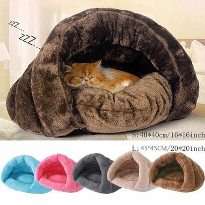 Winter Warm Triangle Cat Nest Thickened Fury Mongolian Bag Half Closed Sleeping Bag Pet Pad Cat and Dog Pet Sleeping Supplies