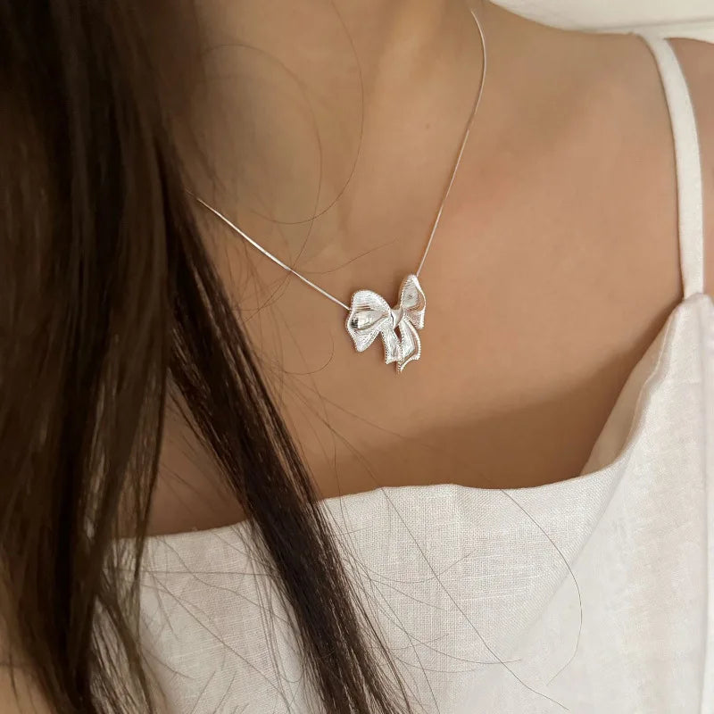 925 Silver Pearl Simple Elegant Thin Chain Pendant Necklace