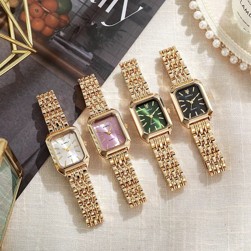 2025 Hot Brand Stainless Steel Strap Watch Women Luxury Gift Quartz Wristwatch Student Fashion Simple Square Quartz Watches