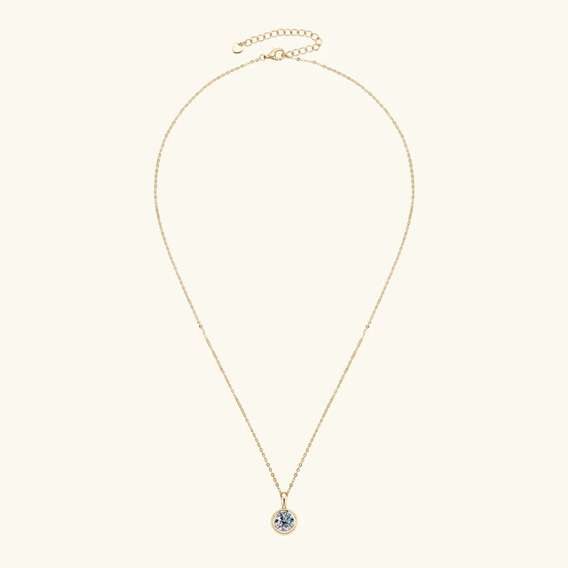 Anziw 8MM 2.0CT D Color Round Moissanite Bubble Pendant Necklace Solid Silver 925 Sterling