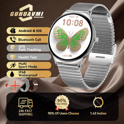 For Huawei Ultra Thin Smart Watch Women 1.43" AMOLED 466*466 HD Pixel Display Always Show Time Call Reminder Smartwatch Ladies