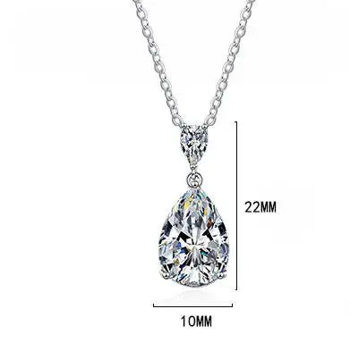 14K White Gold 2 Carat Pear Teardrop Cut D Color Moissanite Diamond Necklace