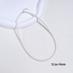 925 Sterling Silver 6mm Pearl Necklace Bead
