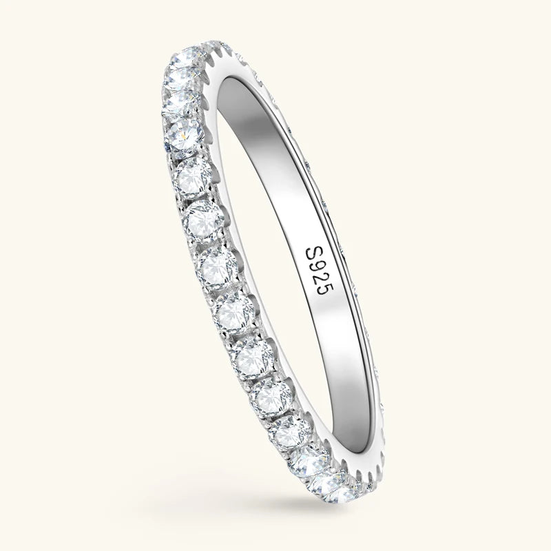 Anziw Full Eternity Bands 2mm Moissanite 925 Sterling Silver