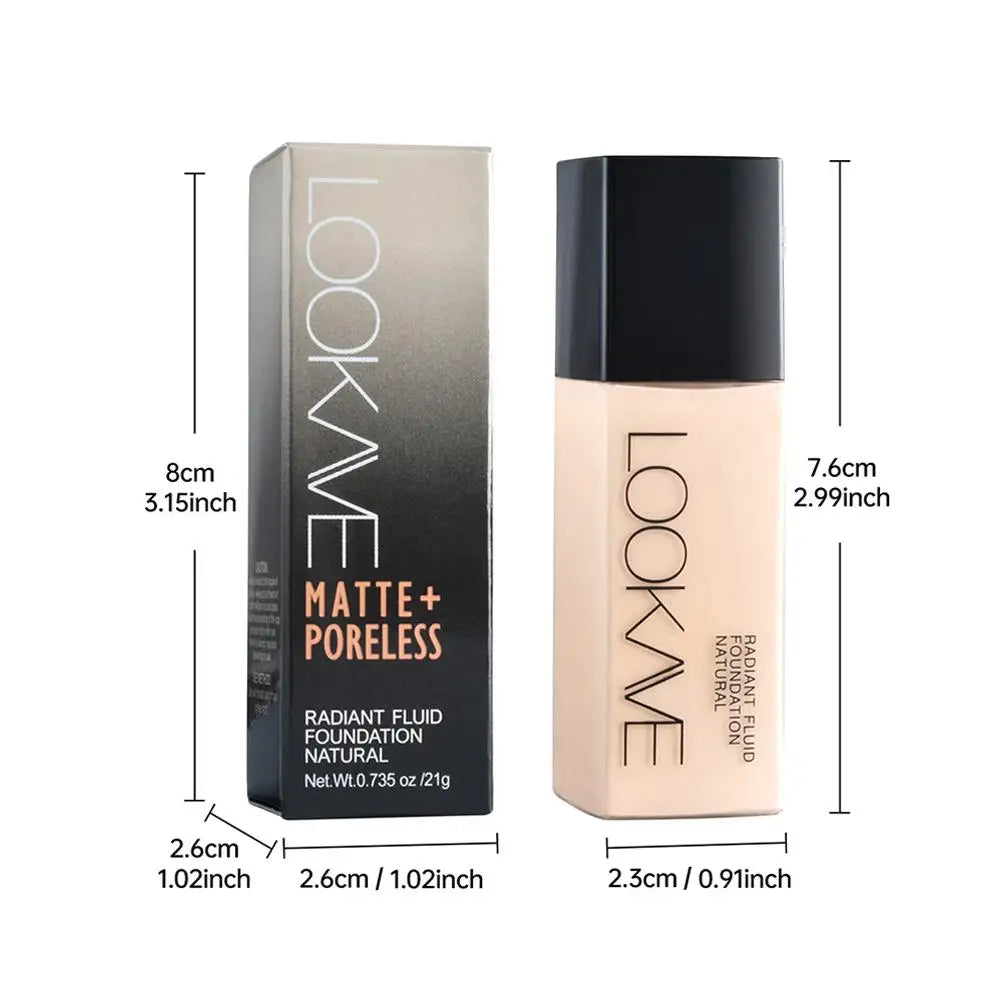LOOKAVE Liquid Foundation Long Lasting Full Coverage Matte Cream CC
