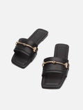 New Women's Buckle Decor Flat Slide Sandals Fashion Square Open Toe Summer Shoes Casual Outdoor Beach Slides Zapatos Mujer - Imbasat