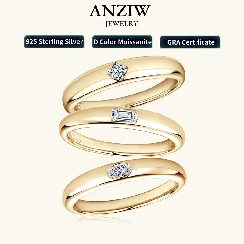18k Gold Plated Wedding Ring 925 Silver D Color Moissanite