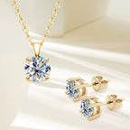 Moissanite Jewelry Set 18K Gold Plated Silver 925 Stud Earrings Pendant