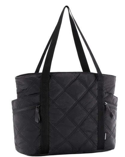 BAGSMART Tote Bag for Women, Puffer Tote Bag with Zipper Travel Essentials Quilted Nurse Bag Carry On Bag Gifts for Women