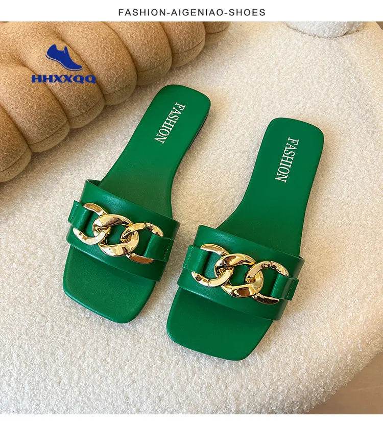 2023 New Summer Women's Slippers Roman Fashion Designer Flat Sandals Latex Soft Sole Shoes Female Breathable Beach Flip-flops - Imbasat