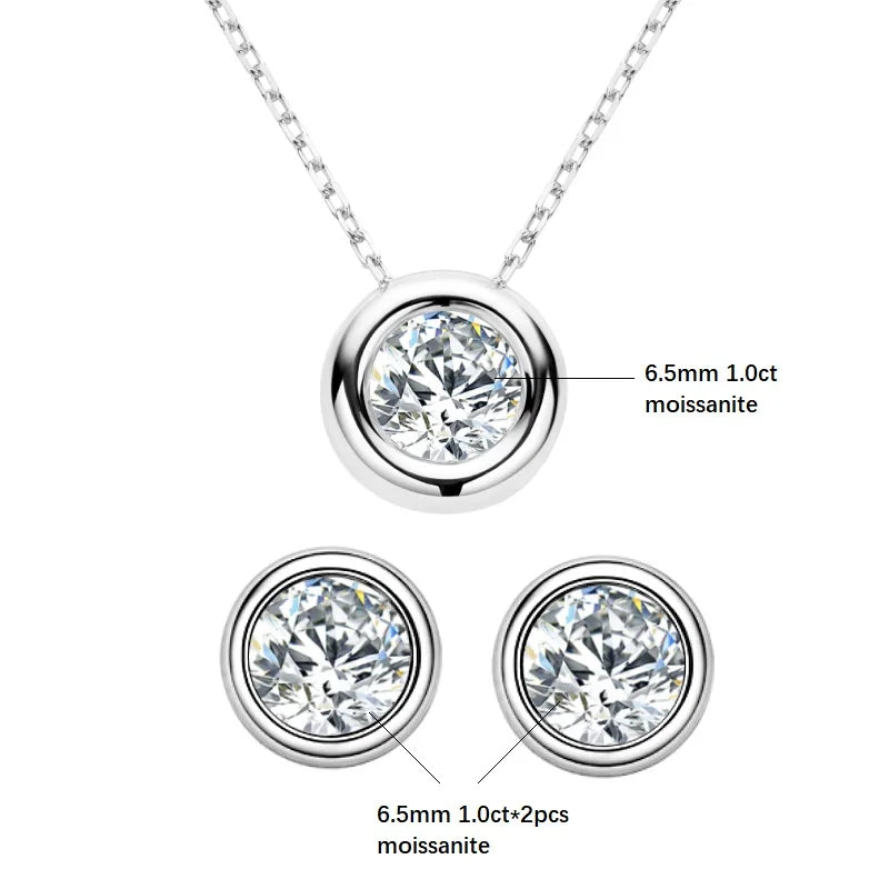 IOGOU Real 3ctw. D Color Moissanite Jewelry Set 925 Silver 18k Gold Plated