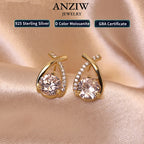 Anziw 925 Silver Stud Earrings 0.5ct Moissanite Drop Fishtail Cross Piercing