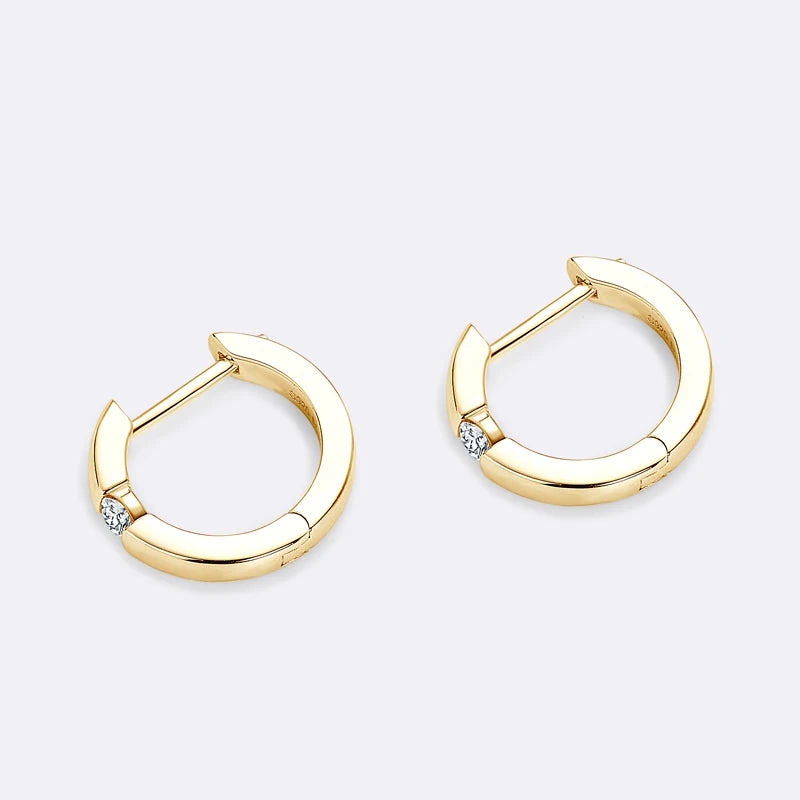 Moissanite Mini Hoops Earrings 925 Sterling Silver