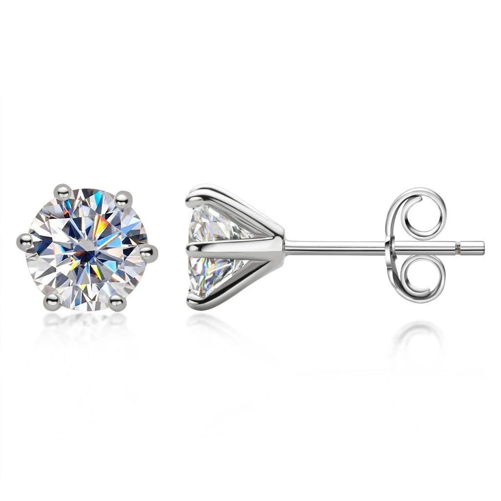 1CT 2CT 3CT D Color Moissanite Earrings Silver 925 Piercing Stud