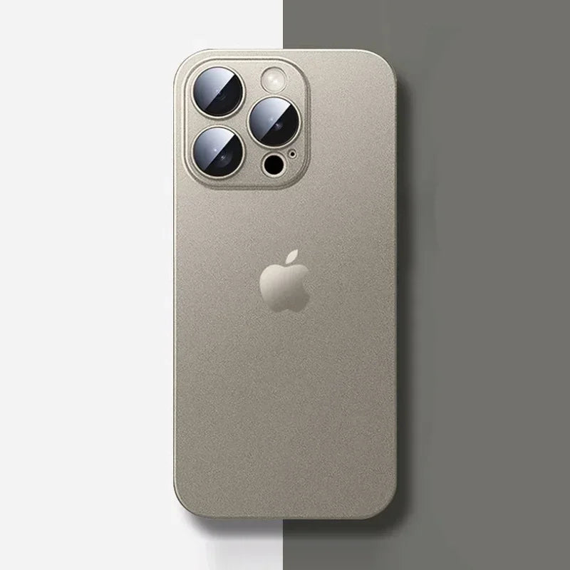 A slim back case for an iPhone, with a fine matte texture, displayed in a clear and silver color option, highlighting its thin profile.